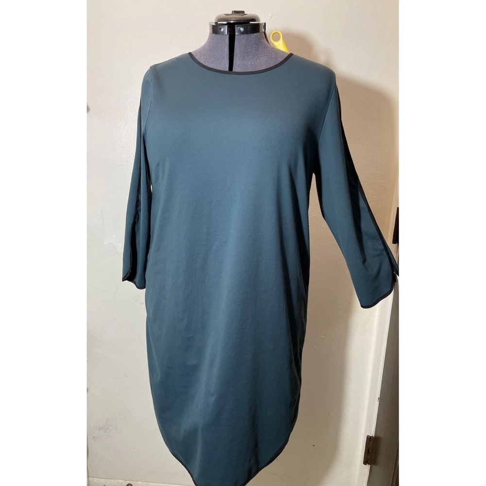 Stretch Dress Cozy  Green Size 14 Cynthia Rowley 3/4 Sleeve Knit Womens